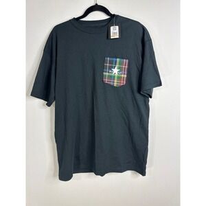 Converse Men's Patch Plaid Pocket “Chuck Taylor” Short Sleeves Black T‎ Shirt S